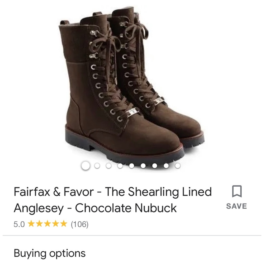 NEW Fairfax & Favor The Anglesey Shearling Lined Combat Boot Chocolate Nubuck